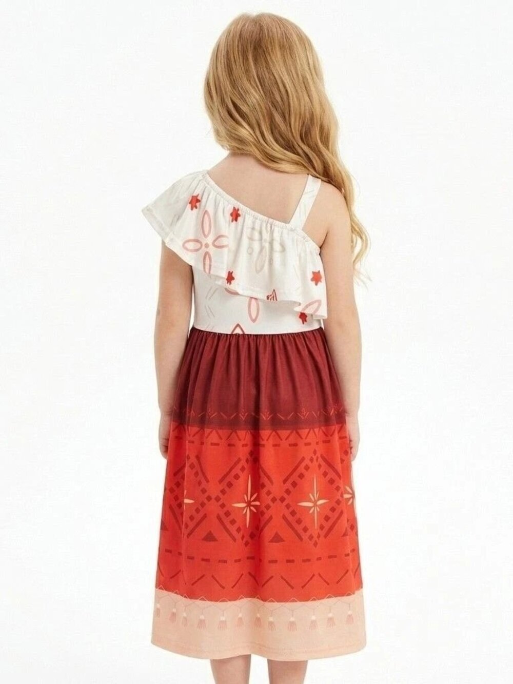 Girls Moana Inspired One Shoulder Dress Tropical Birthday Party Costume (Size 3) - Picture 2 of 2